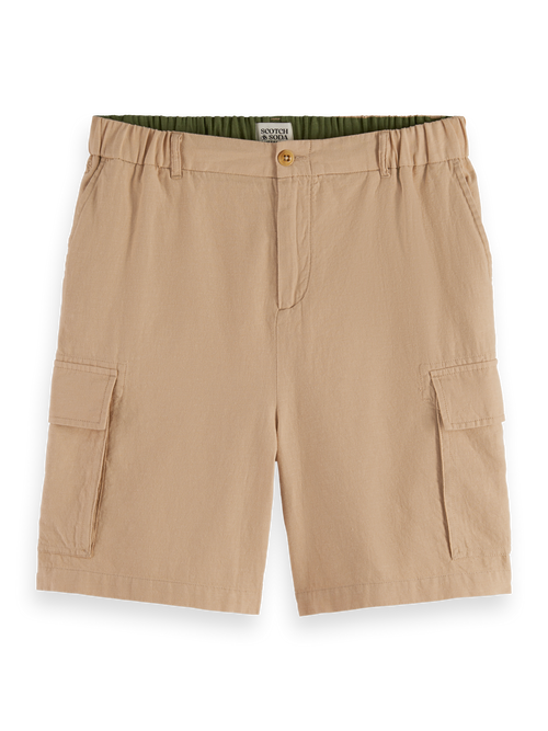 Cotton-linen relaxed fit cargo short