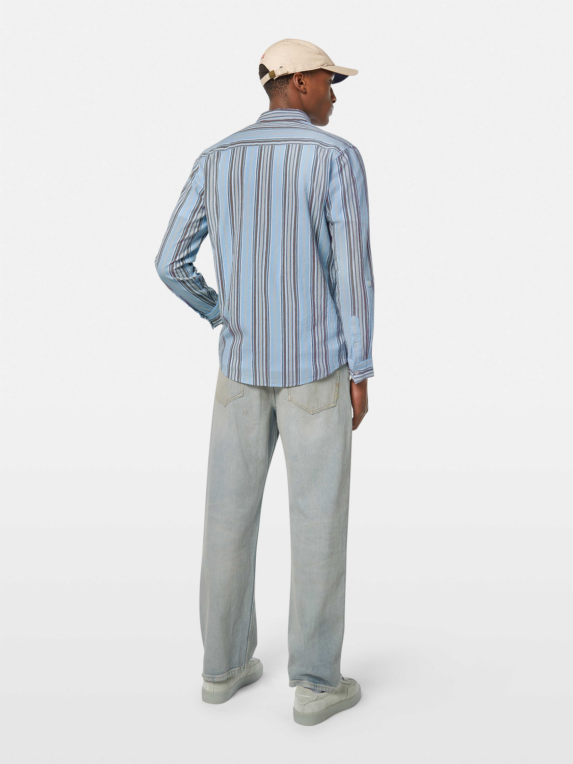 Crinkled-stripe regular fit shirt