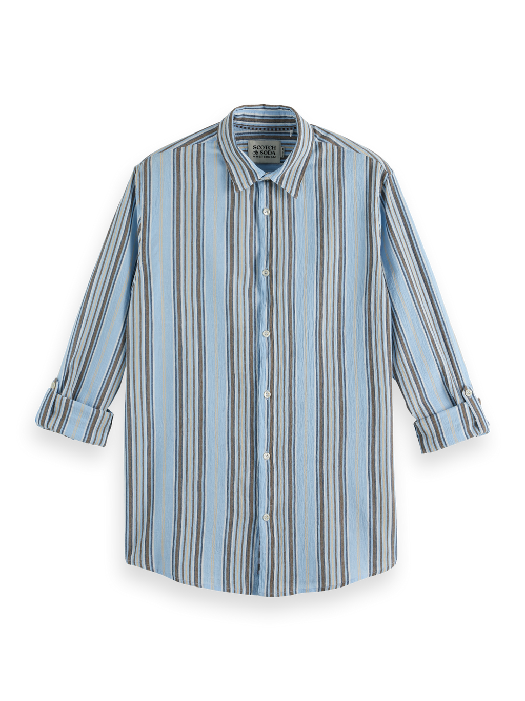Crinkled-stripe regular fit shirt
