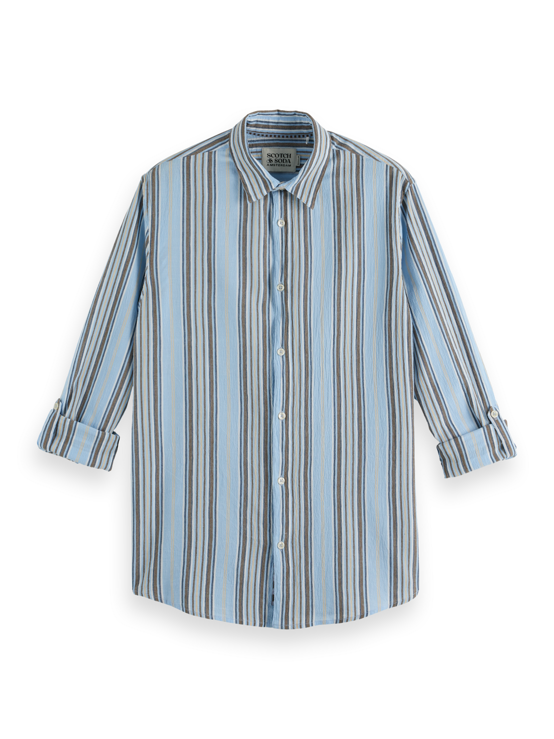 Crinkled-stripe regular fit shirt