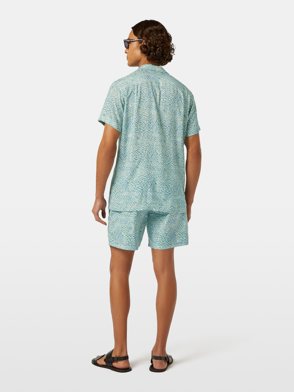 AOP short-sleeved regular fit viscose shirt