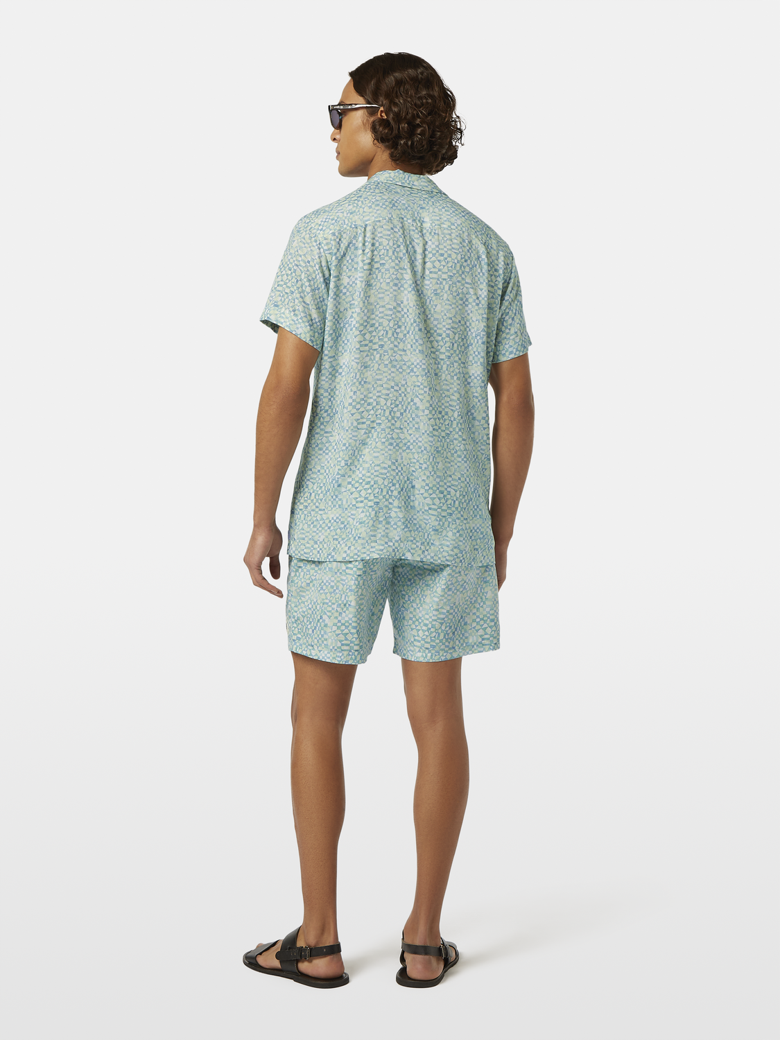 AOP short-sleeved regular fit viscose shirt