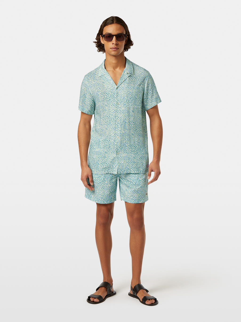 AOP short-sleeved regular fit viscose shirt