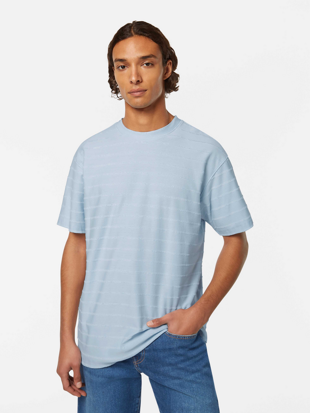 Relaxed-fit towelling striped T-shirt