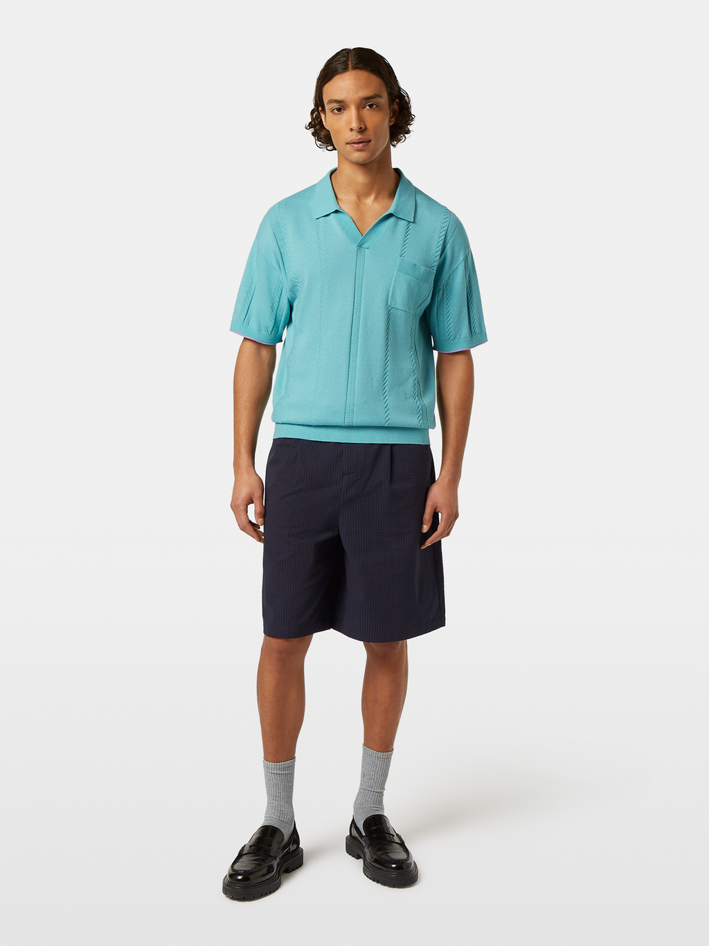 Relaxed fit knitted polo