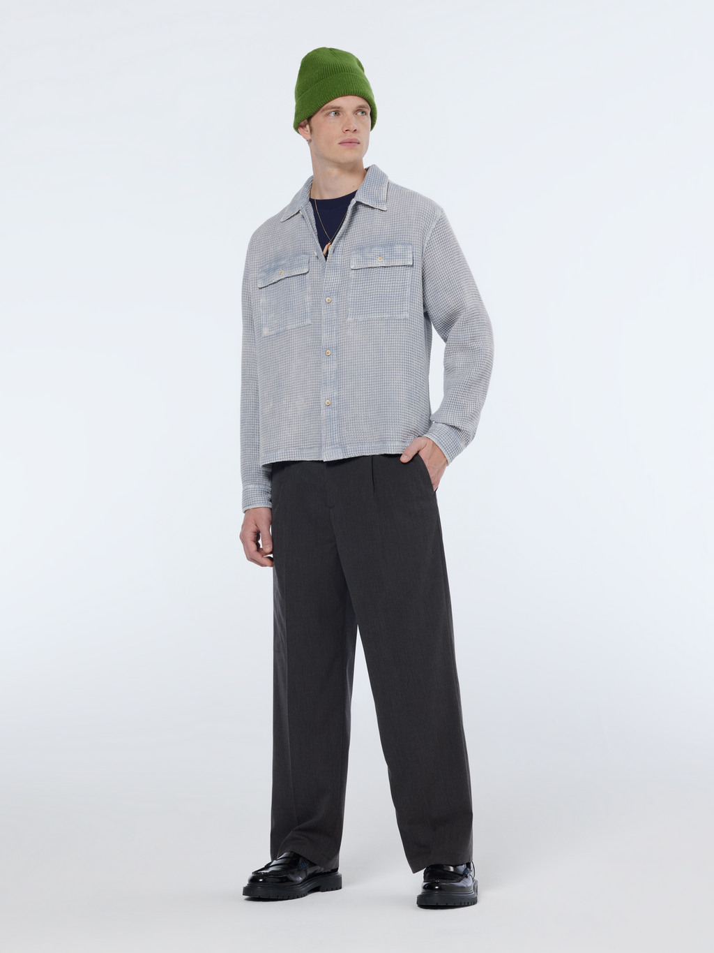 Regular over-dyed waffle shirt