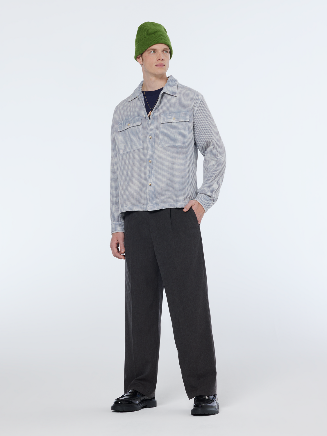 Regular over-dyed waffle shirt