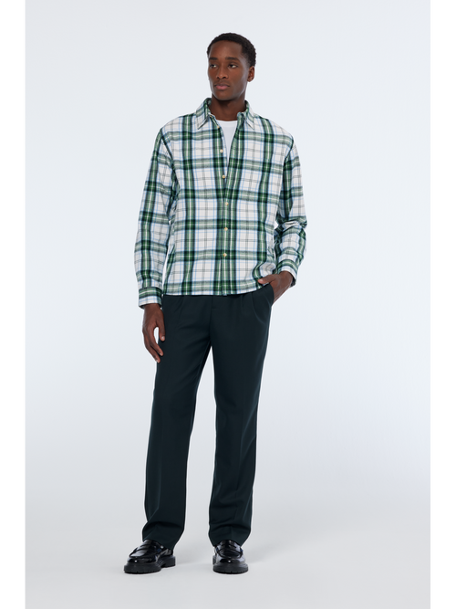 Relaxed fit yarn-dyed flannel check shirt