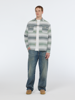 Relaxed fit stripe waffle shirt