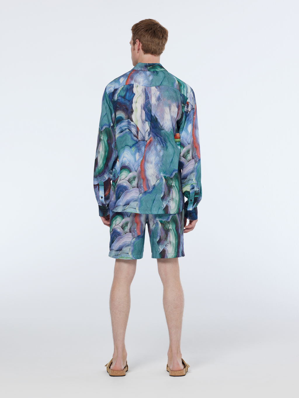 abstract print tencel shirt