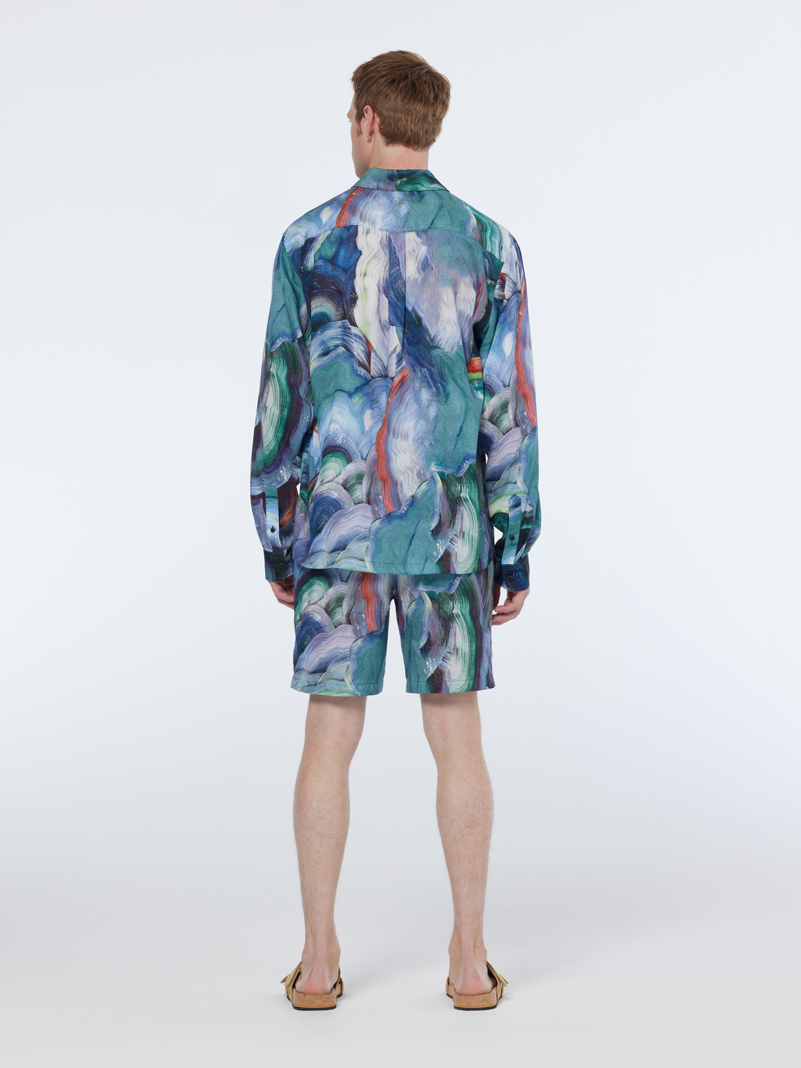 abstract print tencel shirt