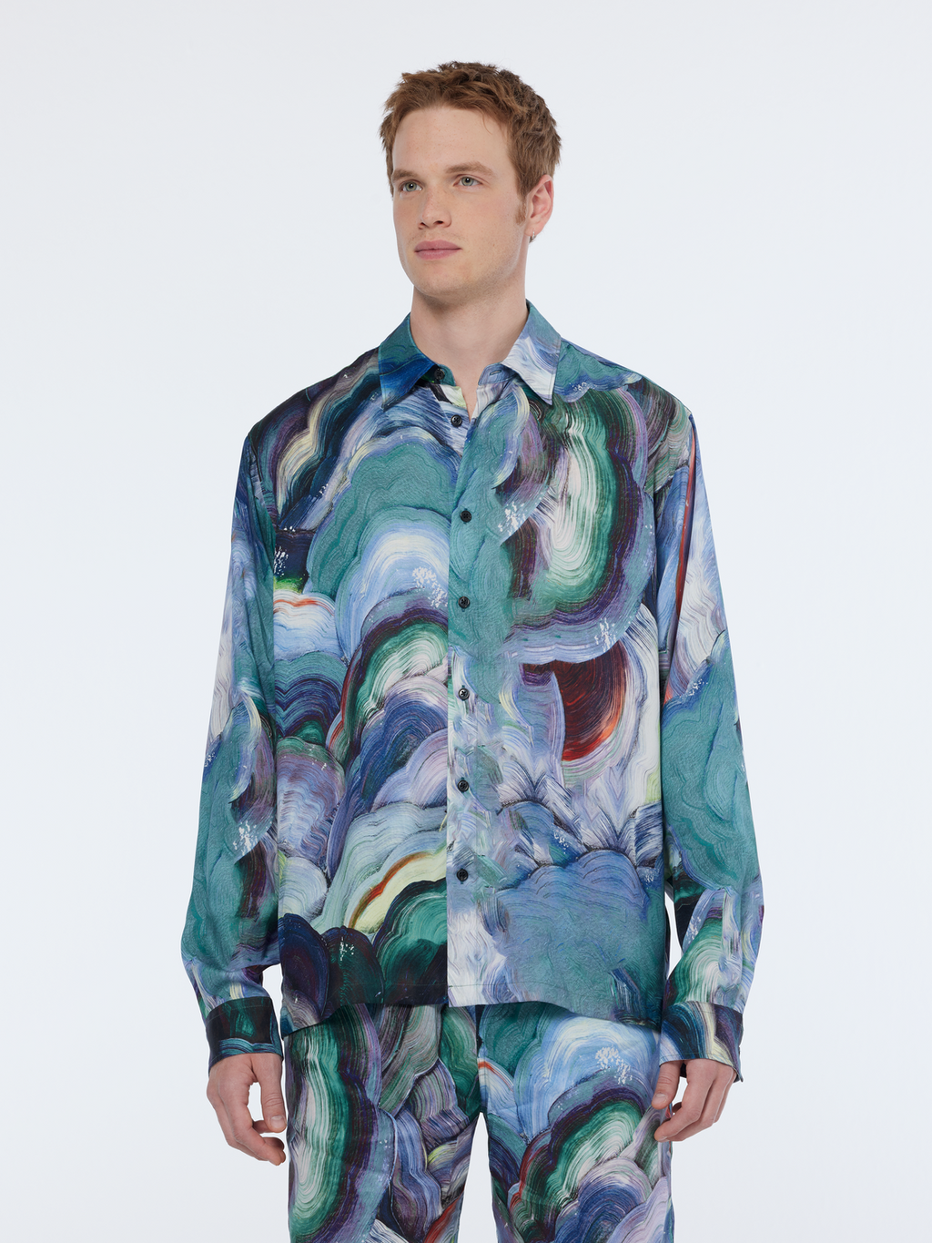 abstract print tencel shirt