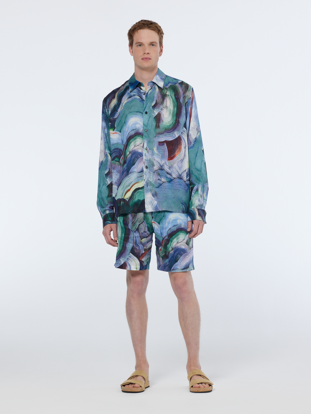 abstract print tencel shirt