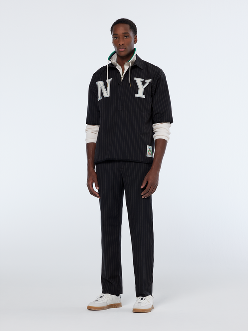 Tailored pinstriped baseball shirt