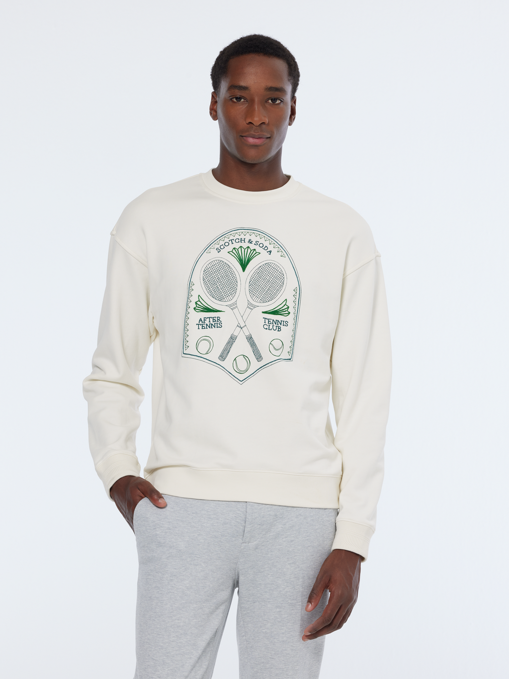 Embroidered chest artwork relaxed sweatshirt
