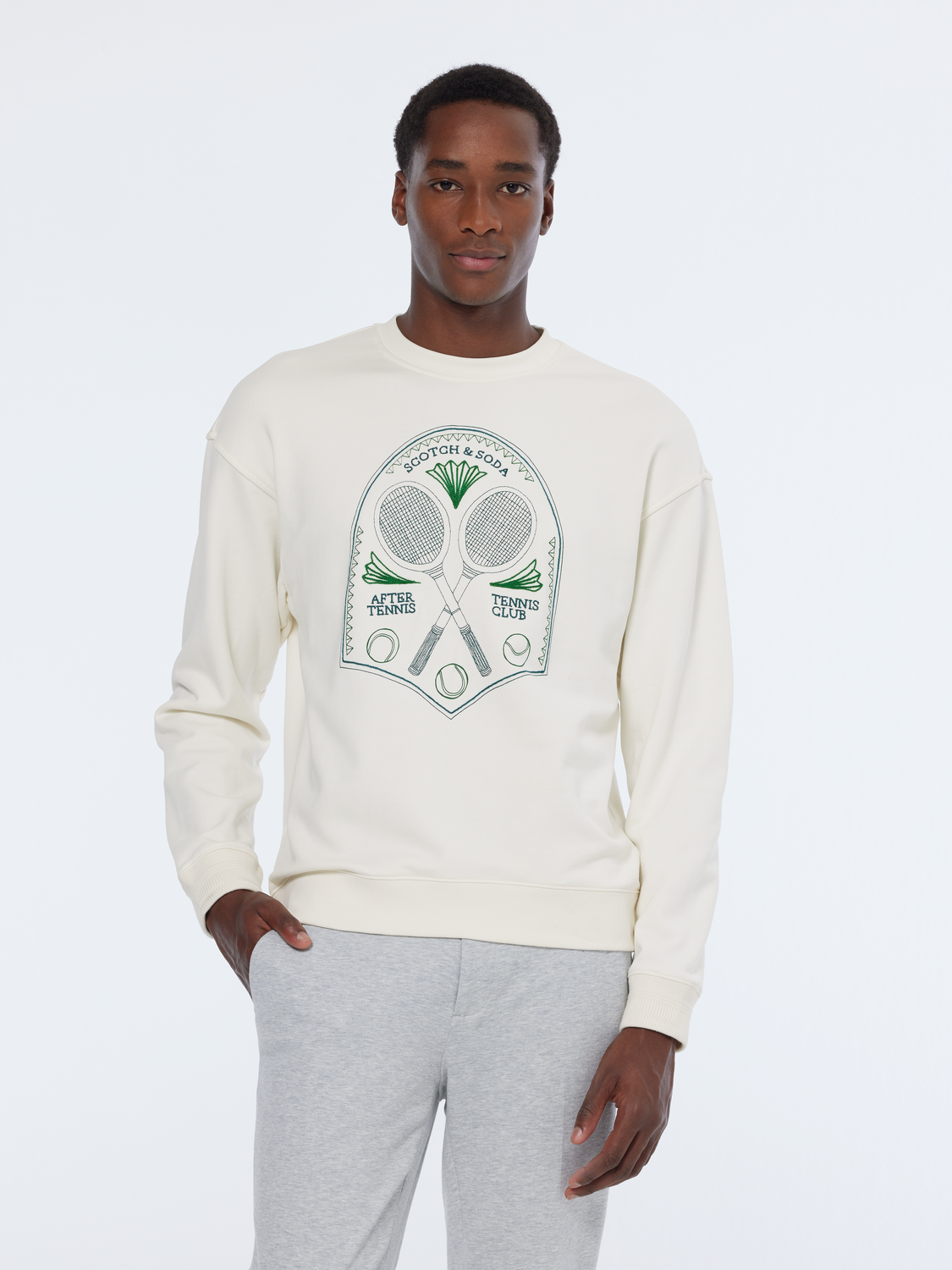 Embroidered chest artwork relaxed sweatshirt