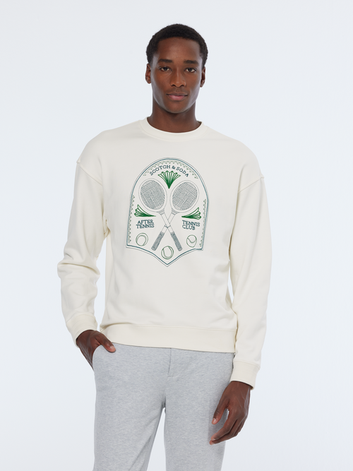 Embroidered chest artwork relaxed fit sweatshirt