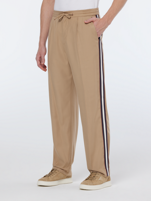 Tape-trimmed tailored straight fit jogger