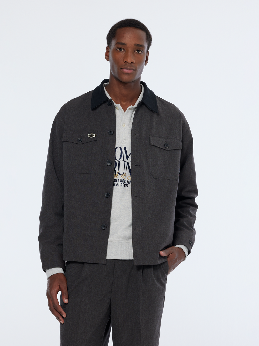Melange shirt jacket