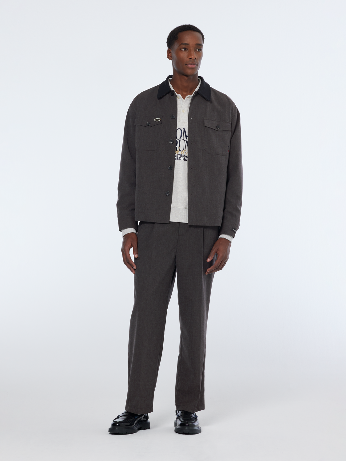 Scotch & Soda Faux Shearling Lined Mélange Wool Blend Aviator Jacket
