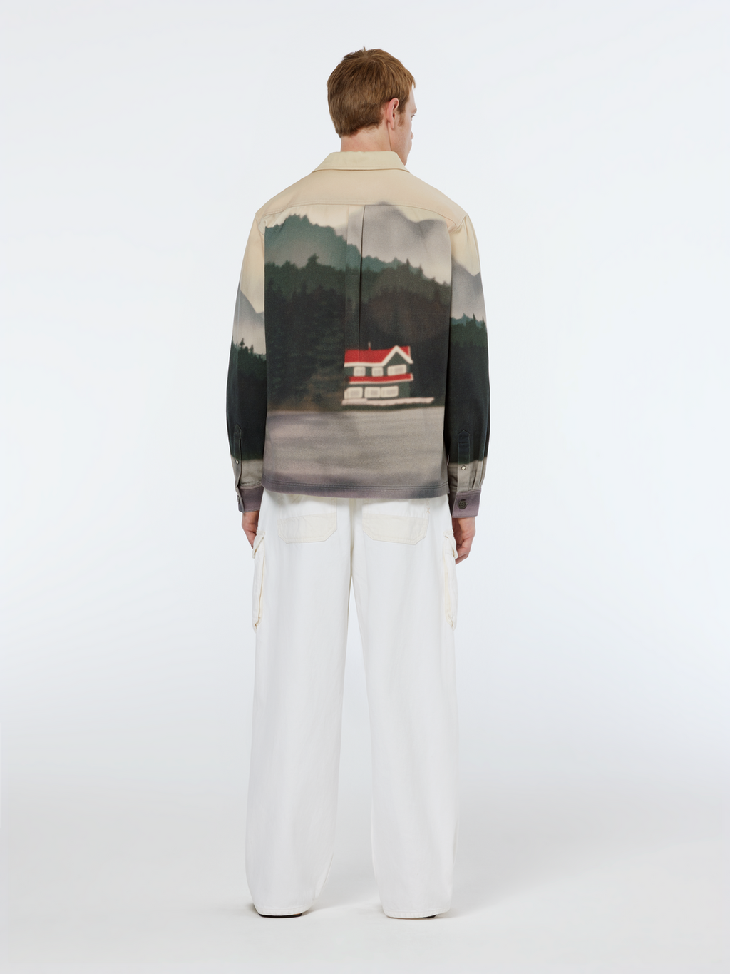 printed twill overshirt