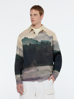 Relaxed fit printed twill overshirt