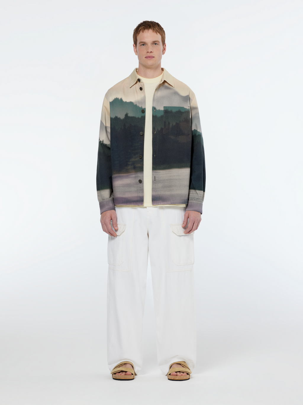 printed twill overshirt