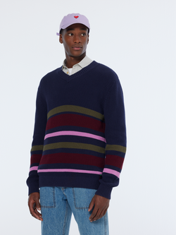 Striped regular fit v-neck pullover