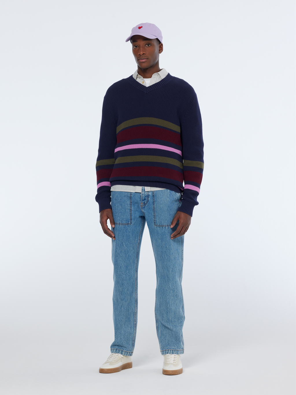 Striped v-neck pullover