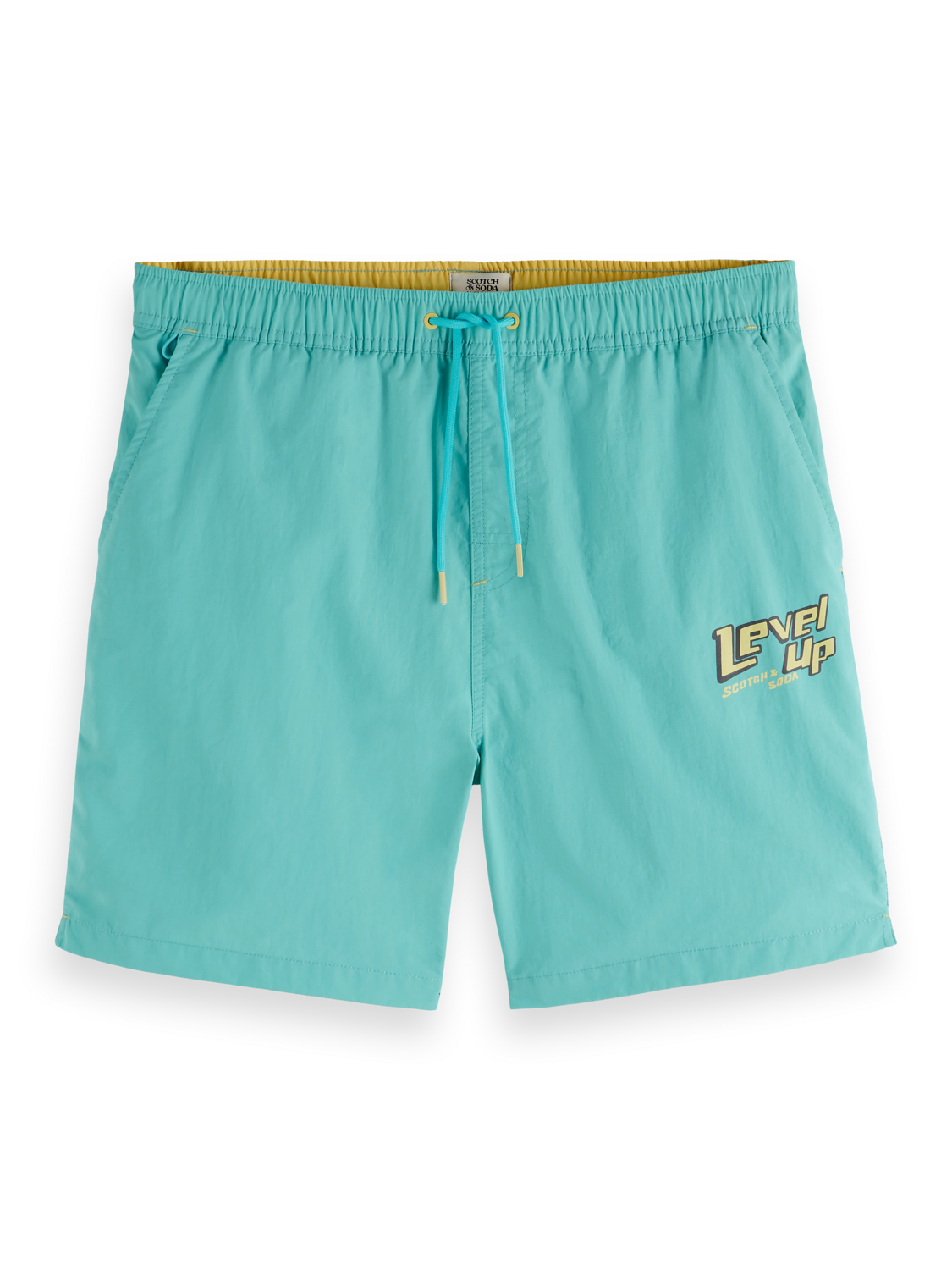 Placement-printed mid-length swimshort