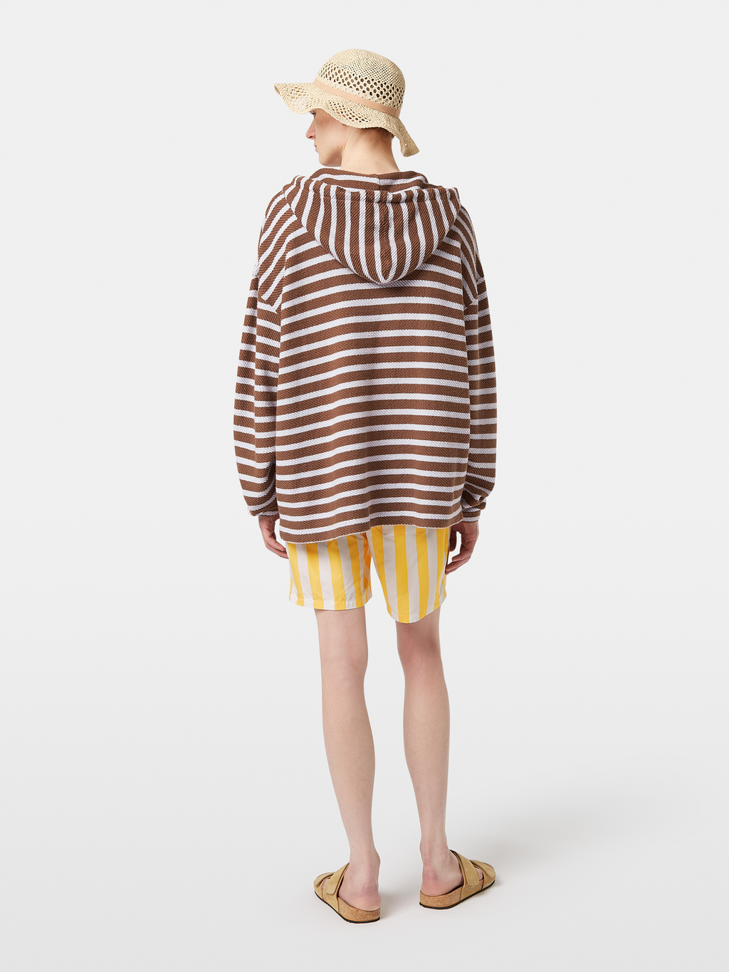 striped terry hoodie