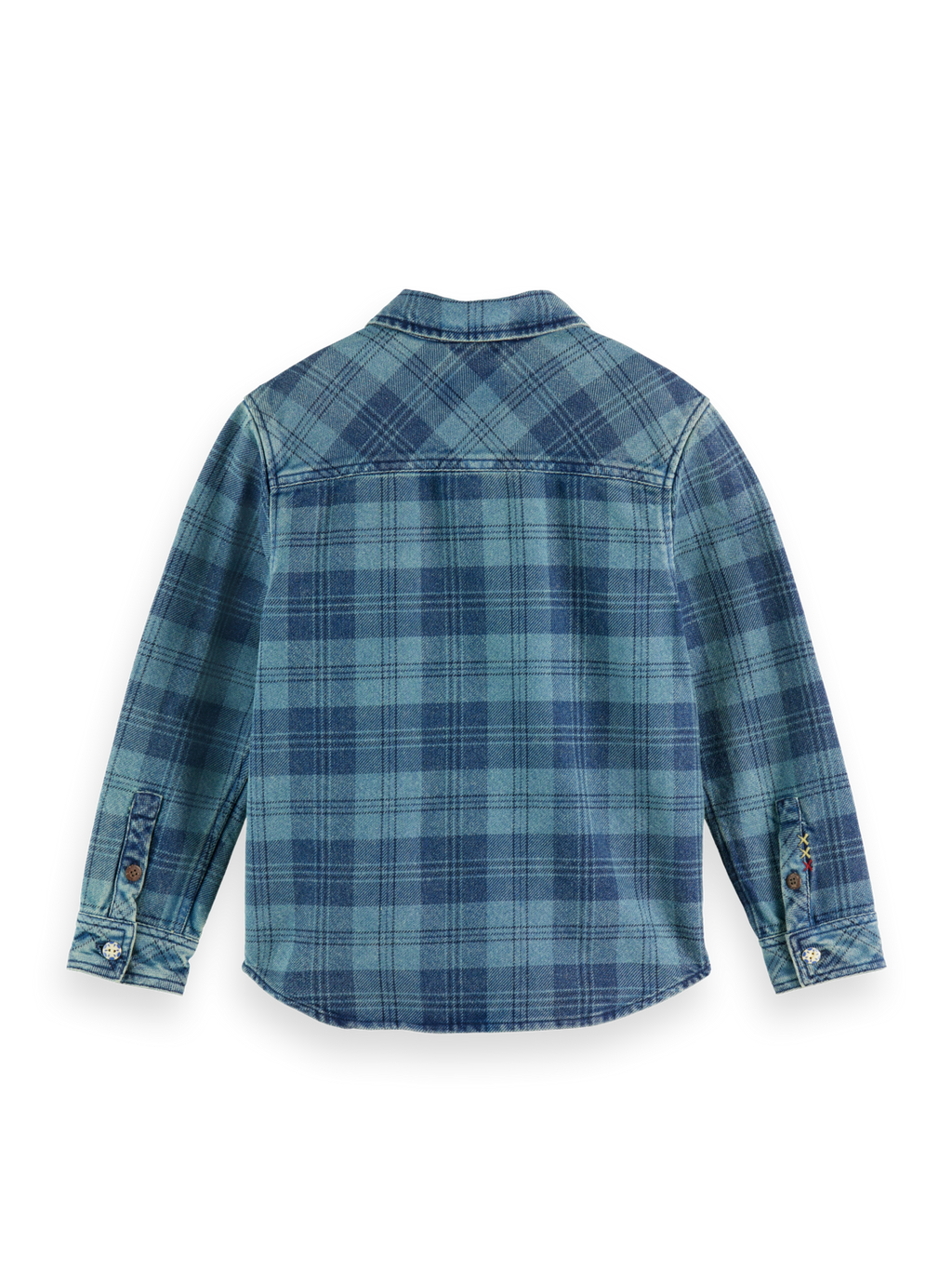 Boys Denim washed checked overshirt