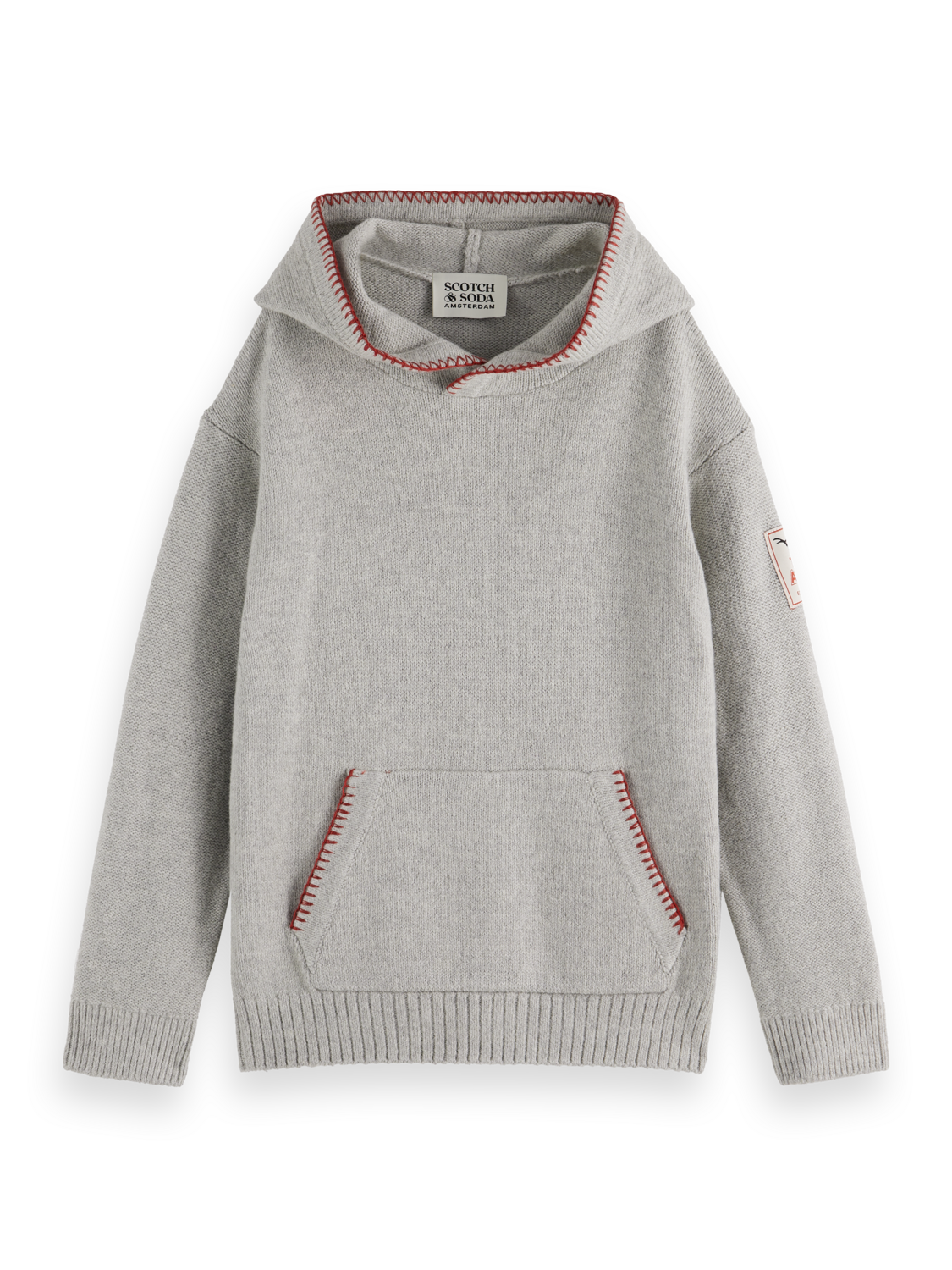 Boys Relaxed embroidered knitted hoodie
