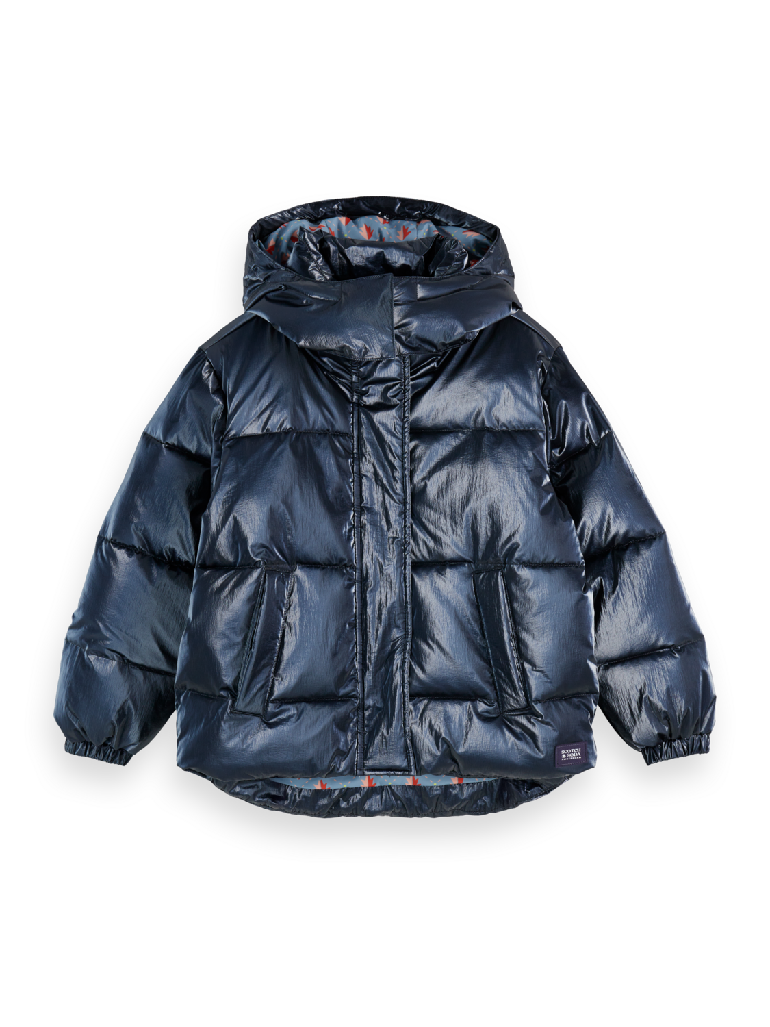 Girls Short metallic puffer jacket
