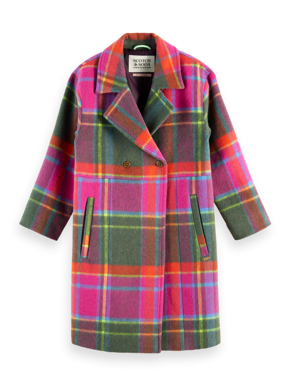 Girls Oversized rainbow wool coat