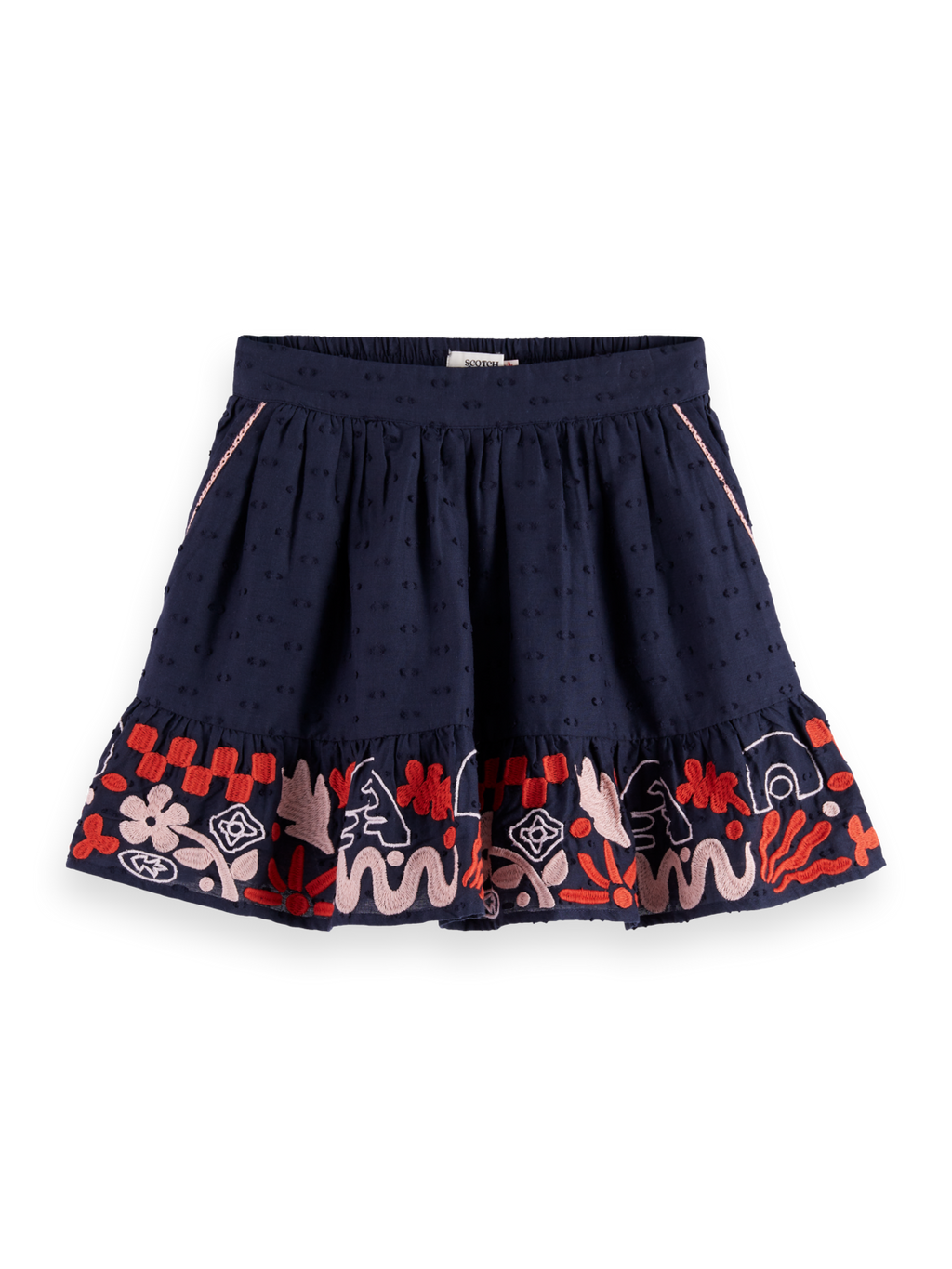 Girls Clip jacquard embroidered skirt