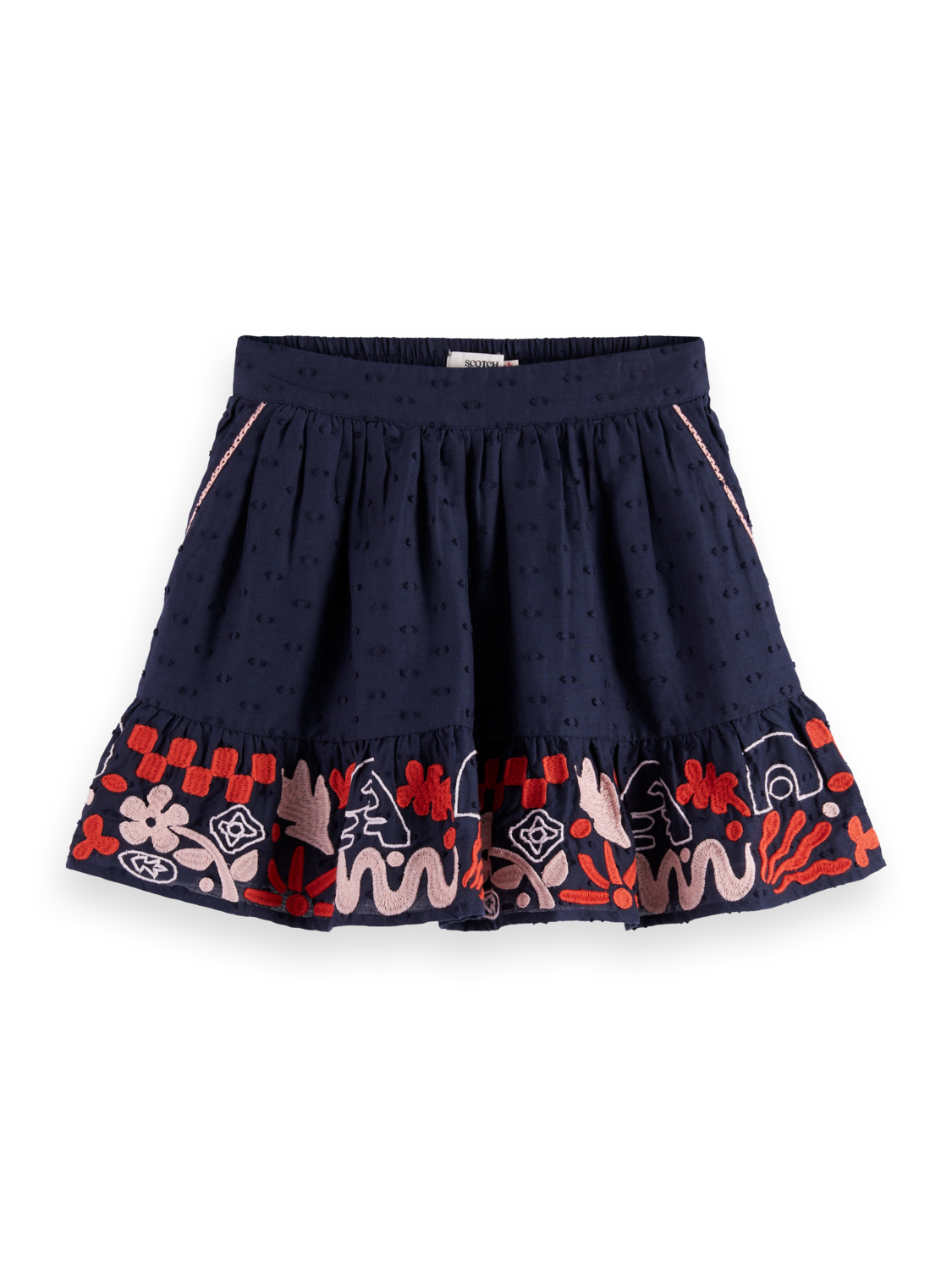 Girls Clip jacquard embroidered skirt