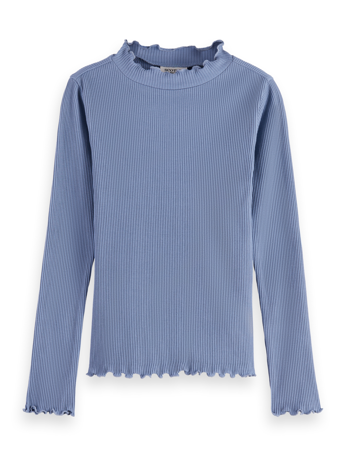 Girls Mock neck ribbed slim long-sleeve top