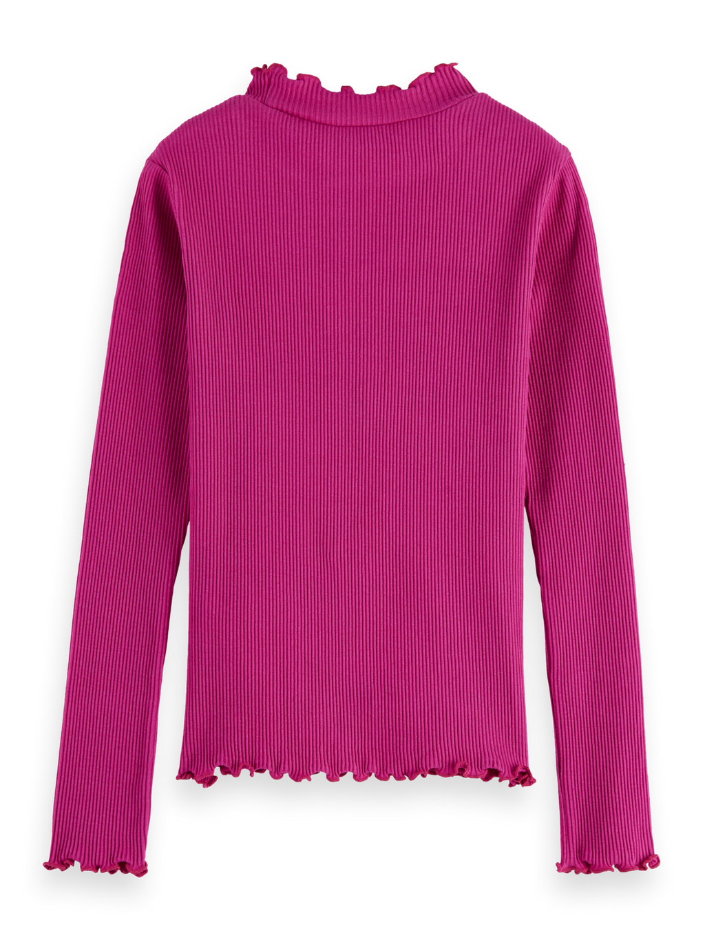 Girls Mock neck ribbed slim long-sleeve top