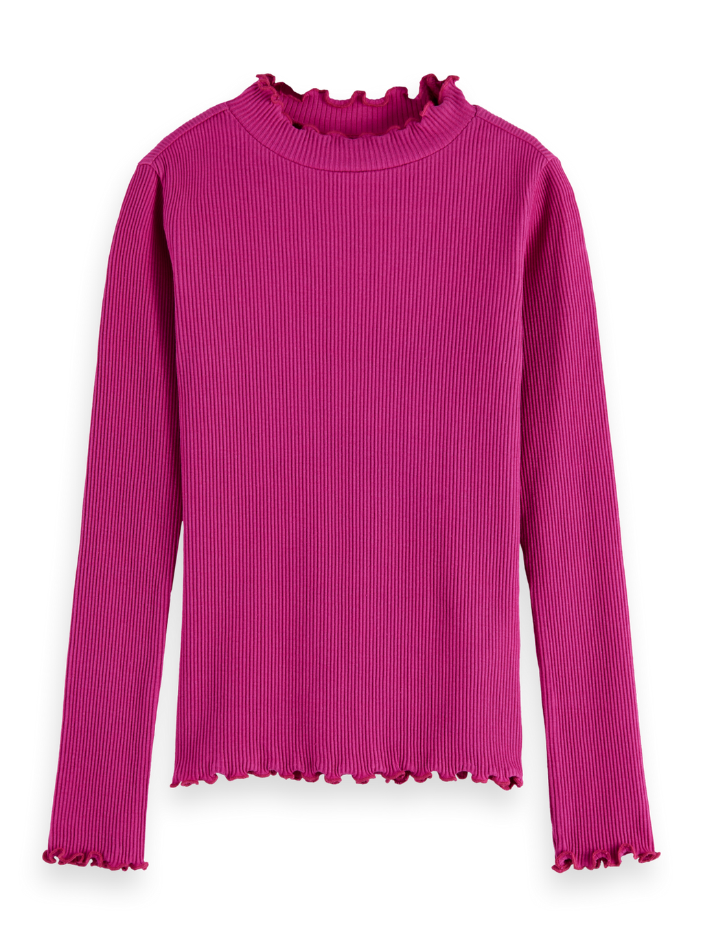 Girls Mock neck ribbed slim long-sleeve top