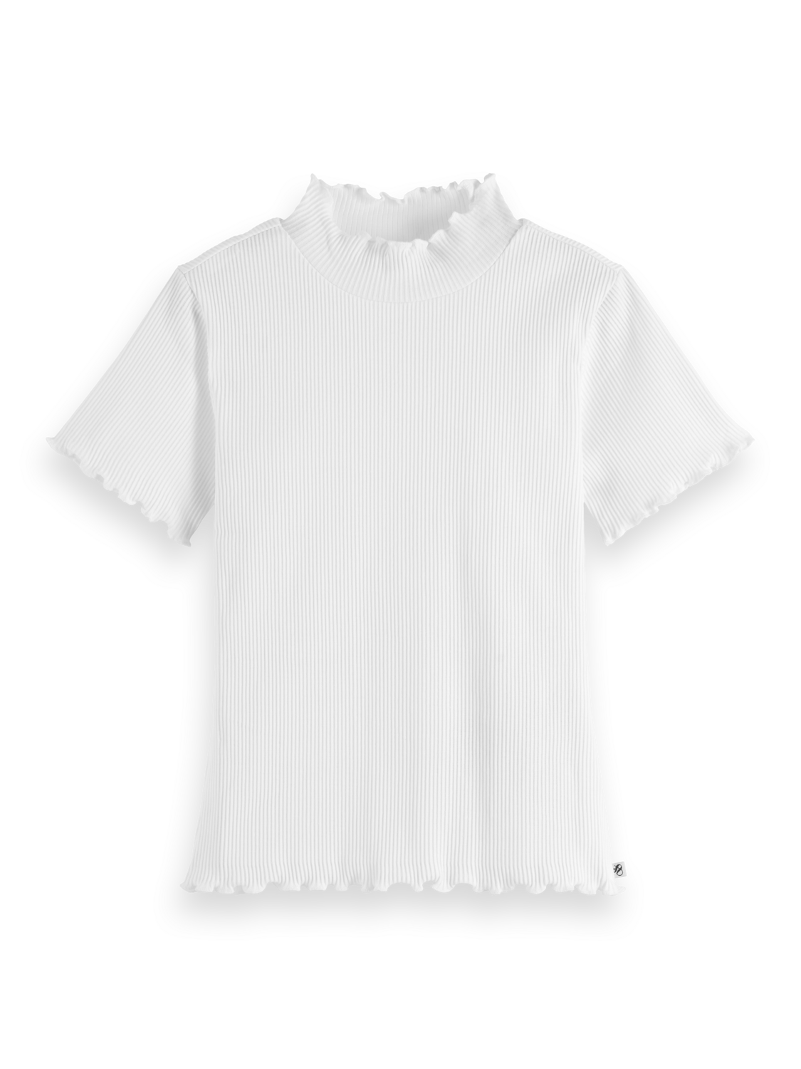 Girls Essentials Mock neck ribbed slim T-shirt - BRIGHT WHITE