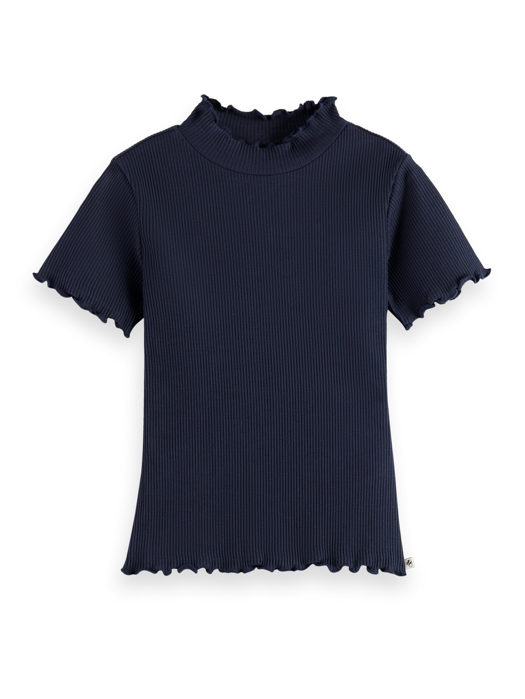 Girls Essentials Mock neck ribbed slim T-shirt - SKY CAPTAIN