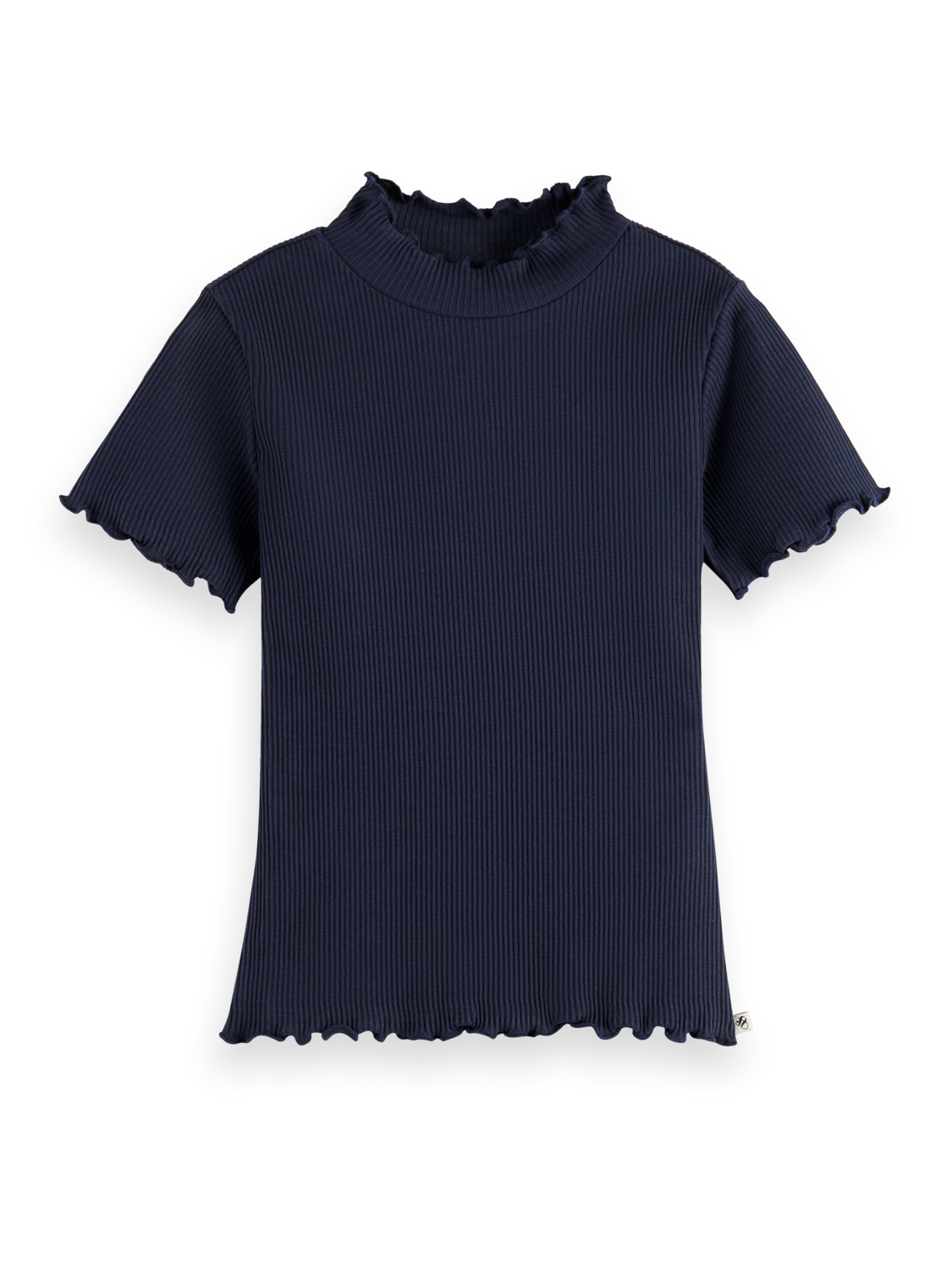 Girls Essentials Mock neck ribbed slim T-shirt - SKY CAPTAIN