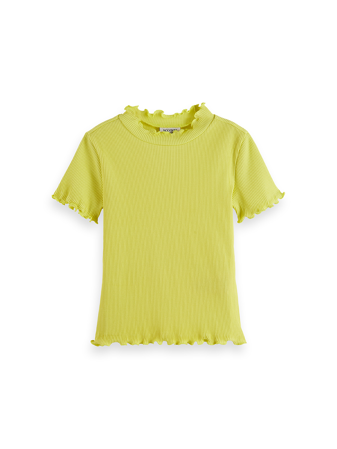 Girls Mock neck ribbed slim short-sleeve t-shirt