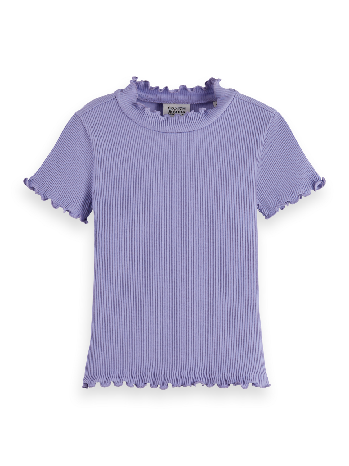 Girls Mock neck ribbed slim short-sleeve t-shirt