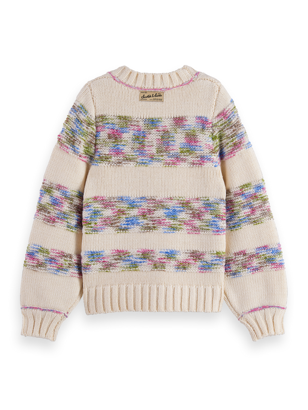 Girls Multi-color rainbow yarn striped pullover