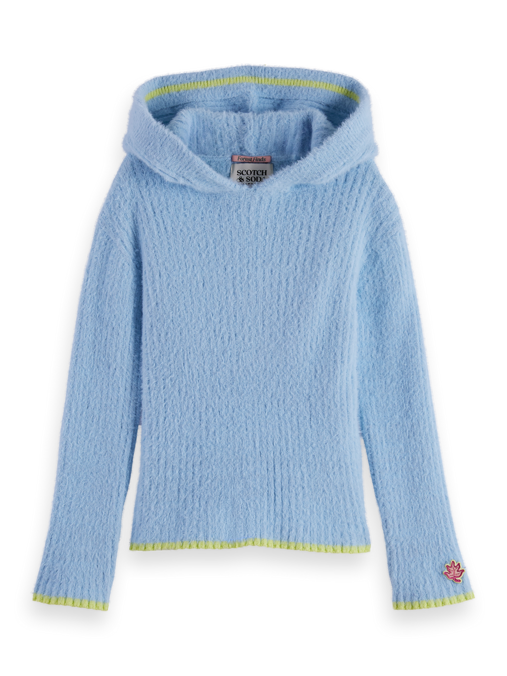 Girls Soft fluffy viscose rib-knit hoodie