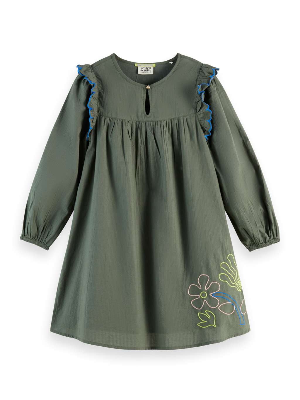 Girls Seersucker embroidered dress