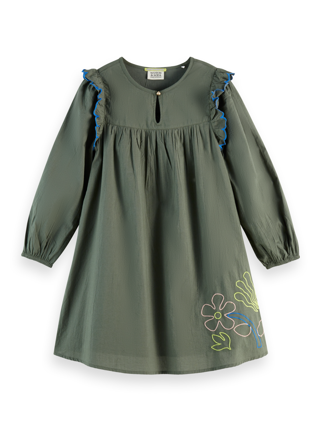 Girls Seersucker embroidered dress