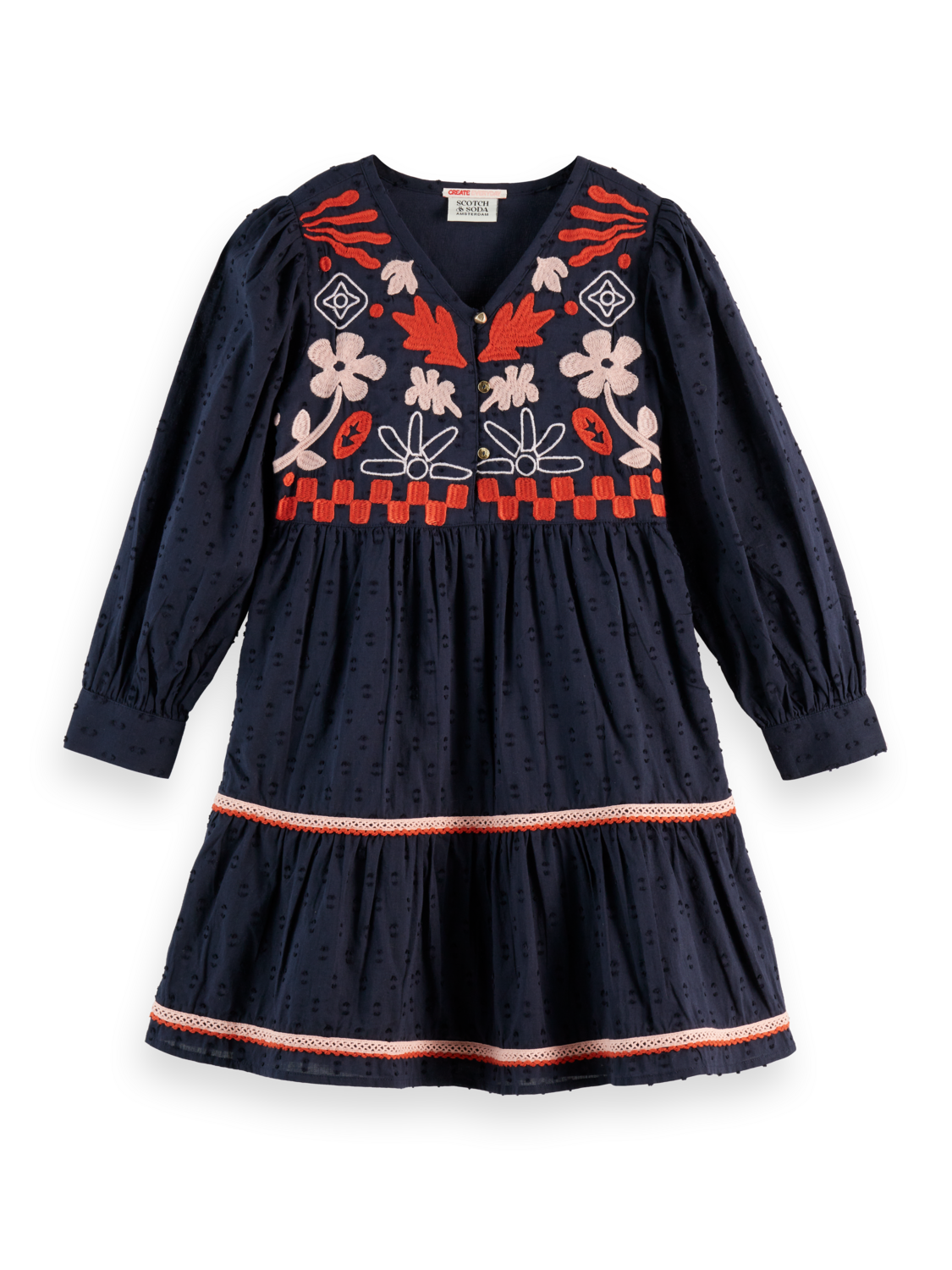 Girls Clip jacquard embroidered dress